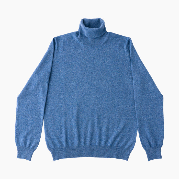 Rollkragen-Pullover - Cashmere - Hellblau