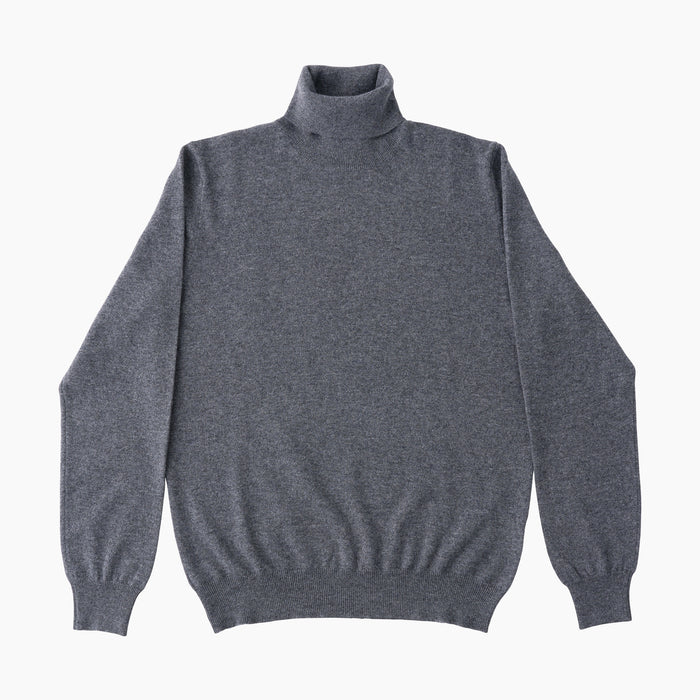 Rollkragen-Pullover - Cashmere - Grau