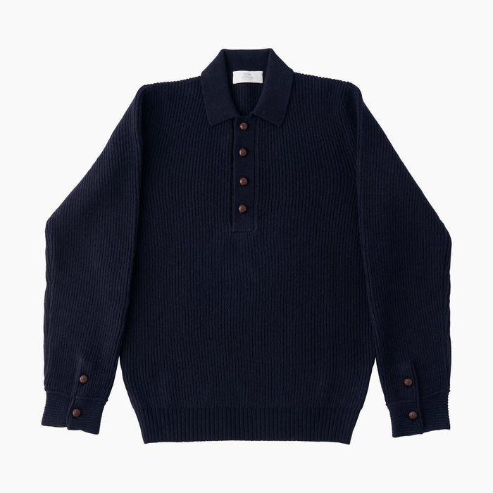 Polo-Pullover - 4 ply Merino - Navy