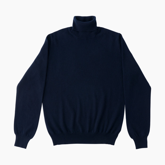 Rollkragen-Pullover - Cashmere - Navy