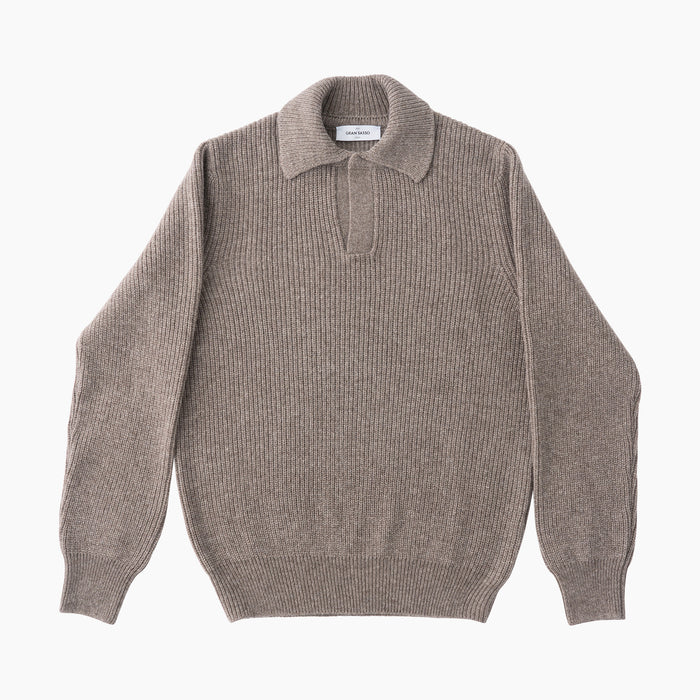 Polo-Pullover - Wool - Beige