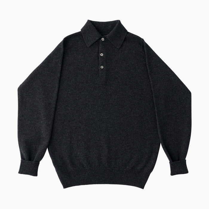 Polo-Pullover - Lambswool - Anthrazit