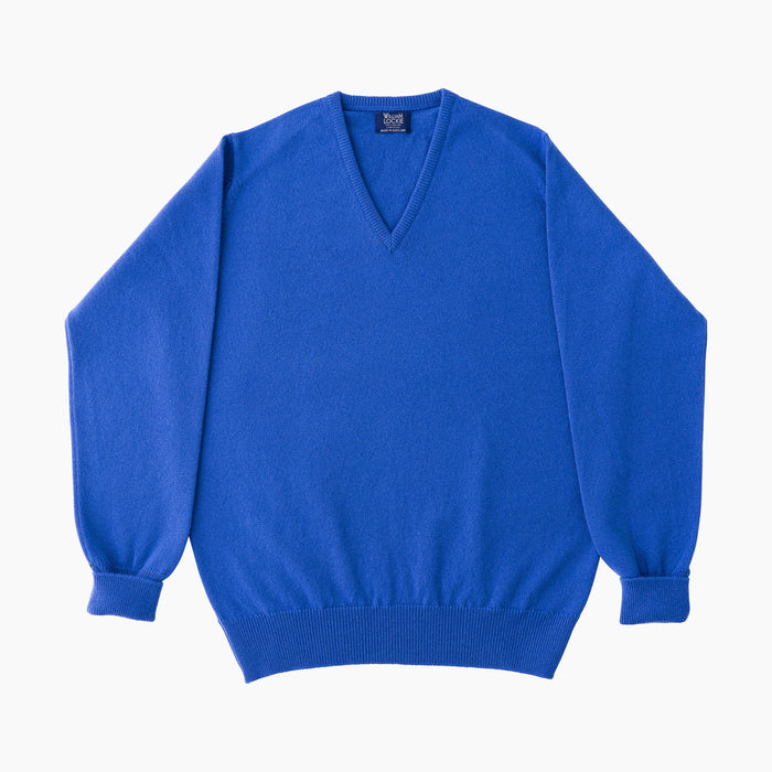 V-Pullover - Lambswool - Blau