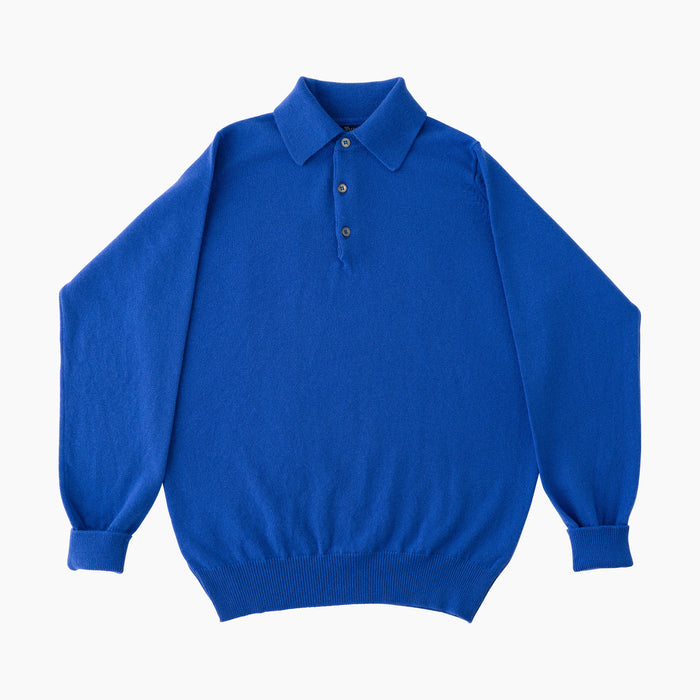 Polo-Pullover - Geelong Lambswool - Blau